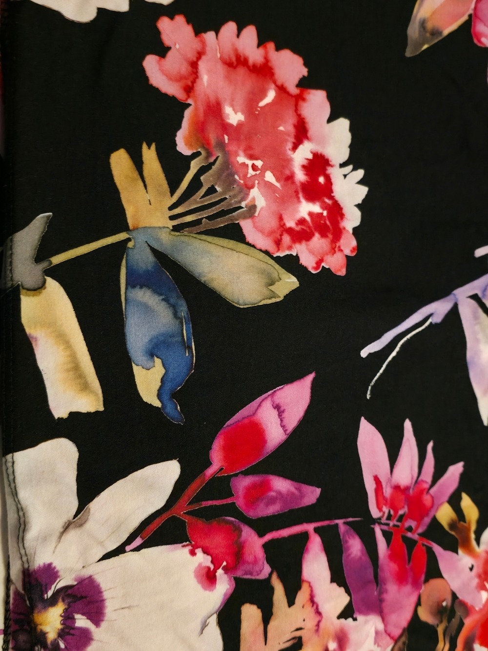 4/$97 Deal! Frank Lyman Design Black Floral Bell-Sleeve Dress with Pink & Purple - Picture 12 of 16